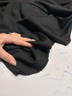 Костюмно-плательная однотонная шерсть с эластаном (L.Piana, 95%шерсть/5%эластан, Черная ночь, 154, 220 гр/м2)