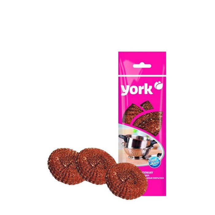 Губка для посуды YORK 3шт. медная