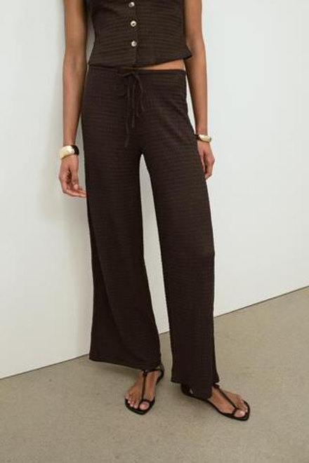 ZARA БРЮКИ ПРЯМОГО КРОЯ ИЗ РЕЛЬЕФНОЙ ТКАНИ, ШОКОЛАДНЫЙ