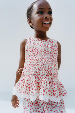 ZARA ТОП В ЦВЕТОЧЕК, КРАСНЫЙ