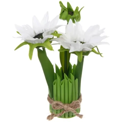 Цветочная композиция «Весенняя рапсодия» 15*22см Гербера белая