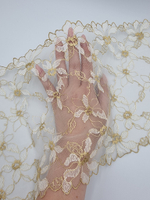 Вышивка на сетке молочный/золото К767