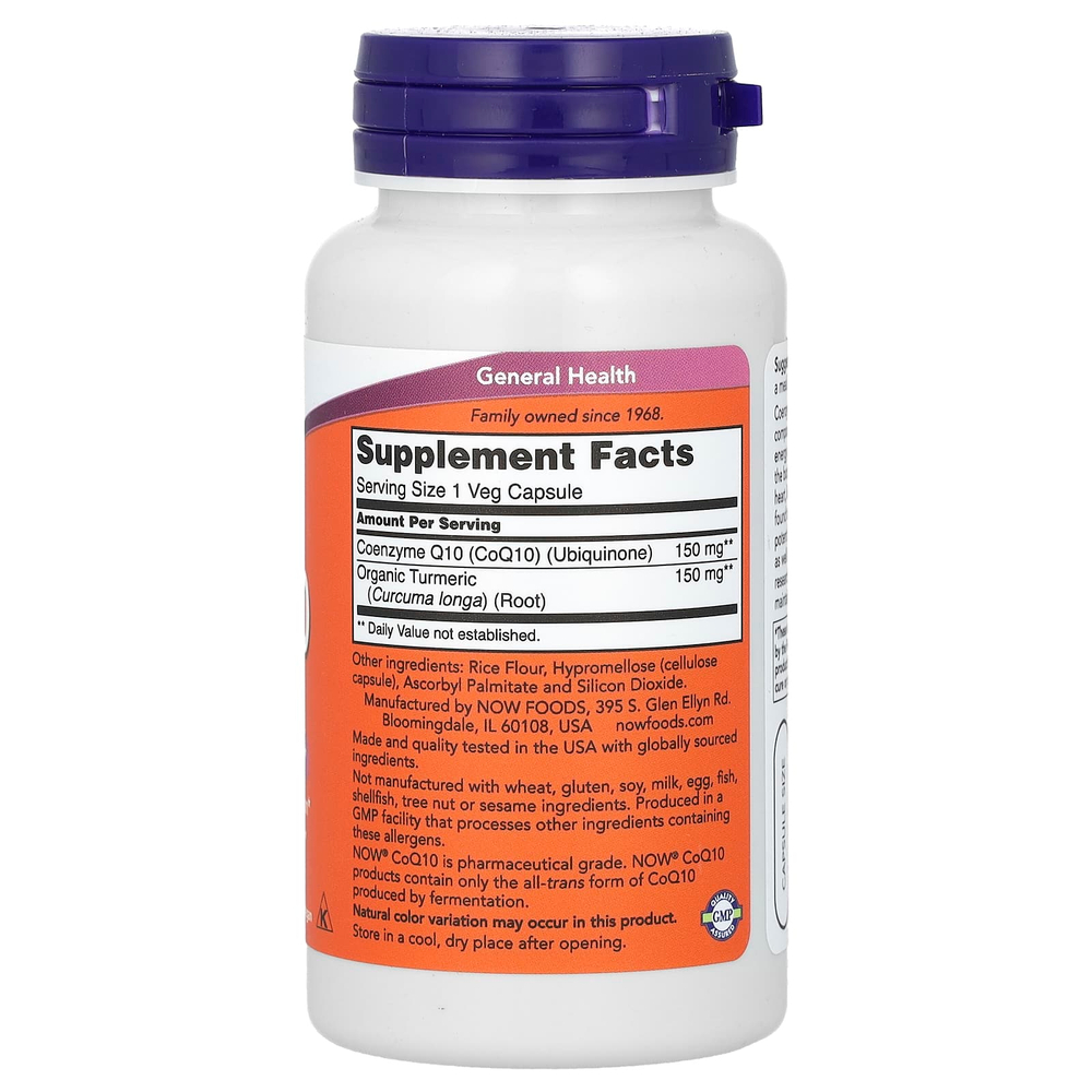 NOW Foods, CoQ10, 150 мг, 100 растительных капсул