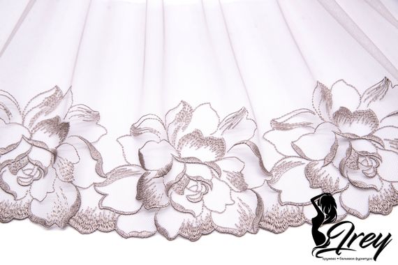 05-111 ОПТ Вышивка на неэл. сетке 21 см, Rose, кофейная роза/бронза