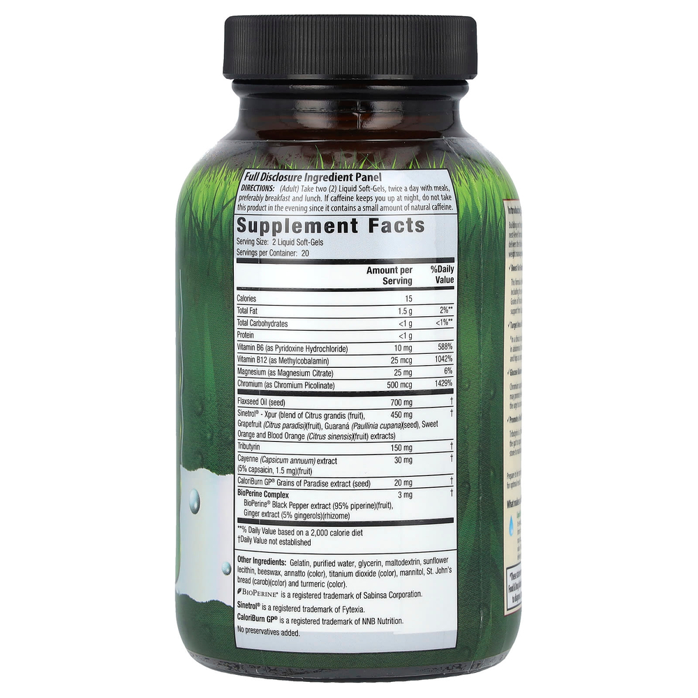 Irwin Naturals, Stored-Fat Belly Burner, Plus CaloriBurn GP®, 40 Liquid Soft-Gels