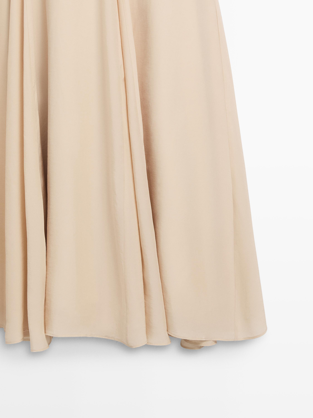 Massimo Dutti Длинное струящееся платье с оборками, цвет шампанского