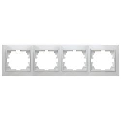 Рамка для розеток и выключателей Intro Plano 1-504-01 на 4 поста горизонтальная, СУ, белый
