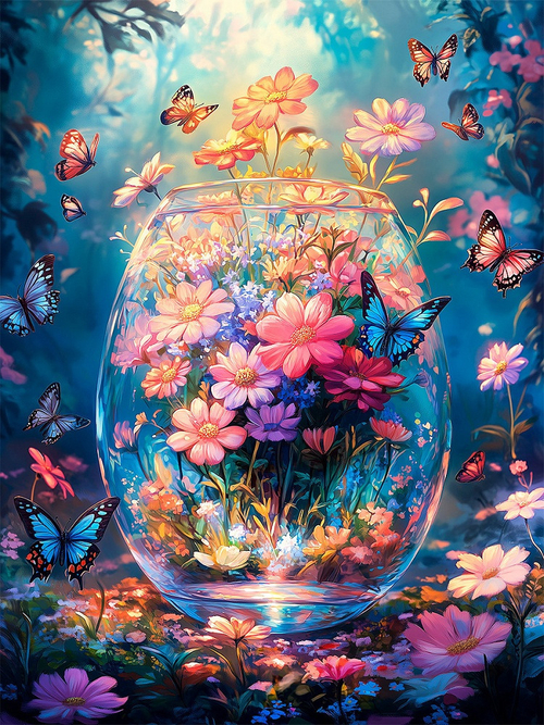 Картина для раскрашивания по номерам 30*40 см ВОЛШЕБНАЯ ВАЗА С ЦВЕТАМИ (ХК-3266)