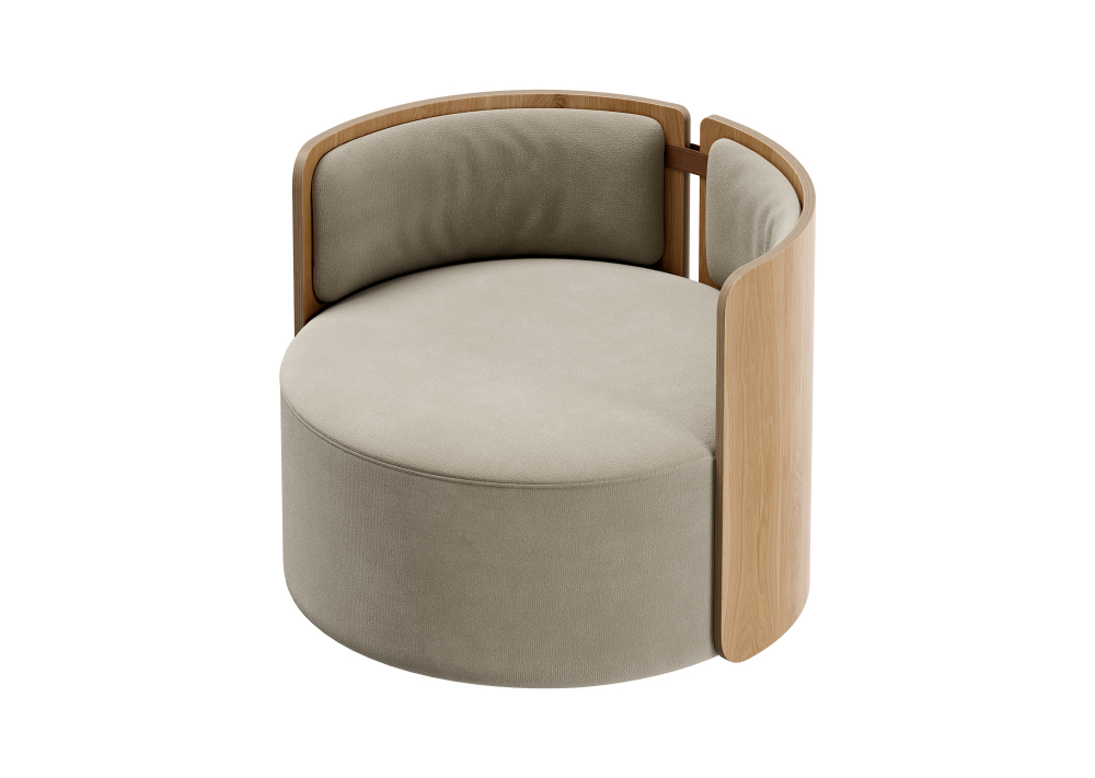 Кресло крутящееся Lagom 800 (светло-бежевый FiberGuard, натуральный дуб)