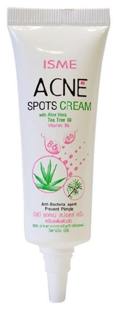 ISME крем для проблемной кожи Acne Spots Cream с алоэ вера, маслом чайного дерева и витамином В6, 10 г