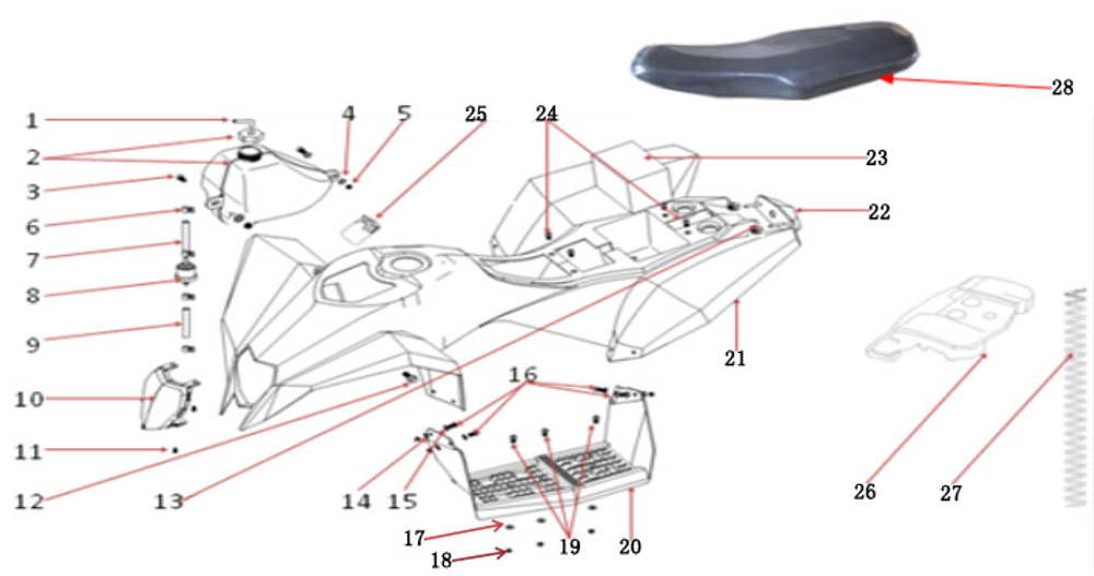 Запчасти H к квадроциклу Motax Gekkon 110