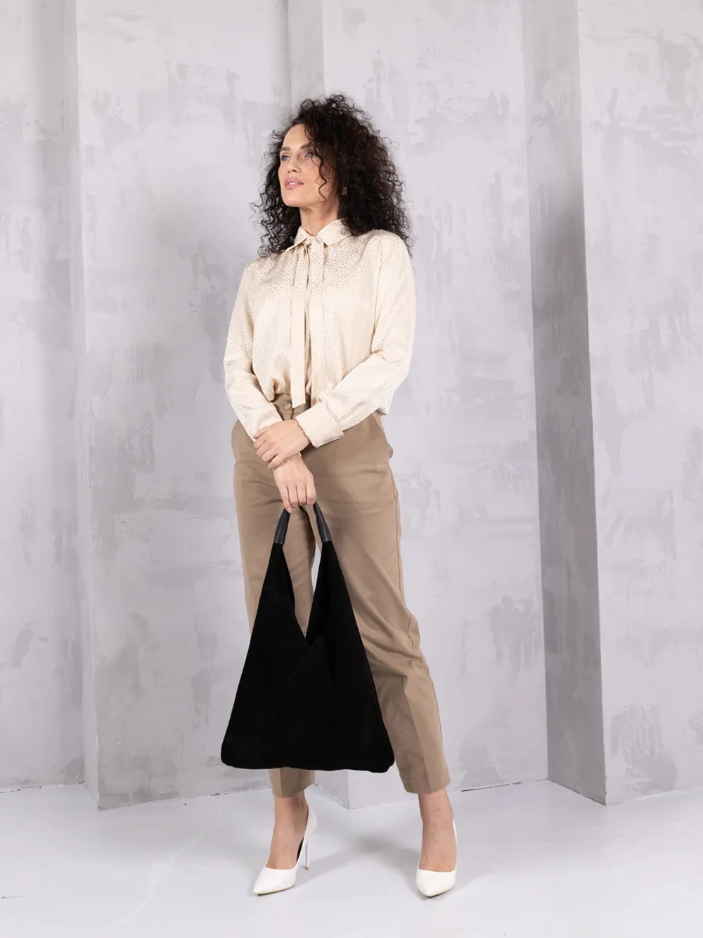 сумка через плечо шоппер натуральная замша