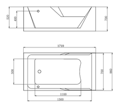 Акриловая ванна Gemy 171x86 G9066 II O L с гидромассажем