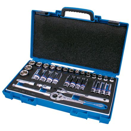 Цена на KING TONY (3533MRV) Набор торцевых головок с принадлежностями 3/8", 6-гранные, 7-24 мм, 33 предмета