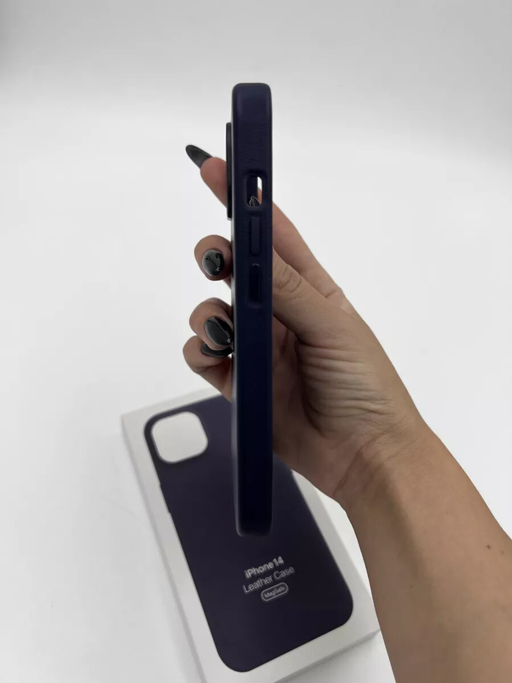 Кожаный чехол Leather Case iPhone 14 | INK Темно Синий