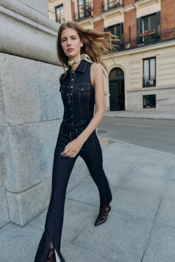 ZARA ДЖИНСОВОЕ БОДИ Z1975 ОБЛЕГАЮЩЕГО КРОЯ, ИНДИГО