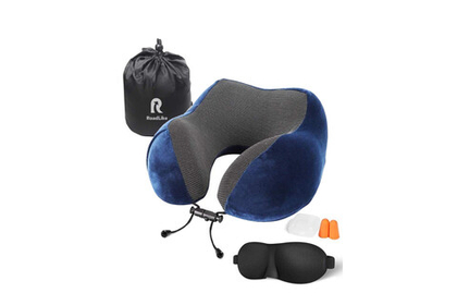 Подушка для путешествий RoadLike Travel Kit Velvet с эффектом памяти, синий