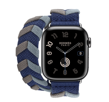 Apple Watch Hermès 41mm Space Black Stainless Steel Case with Navy Bridon Double Tour