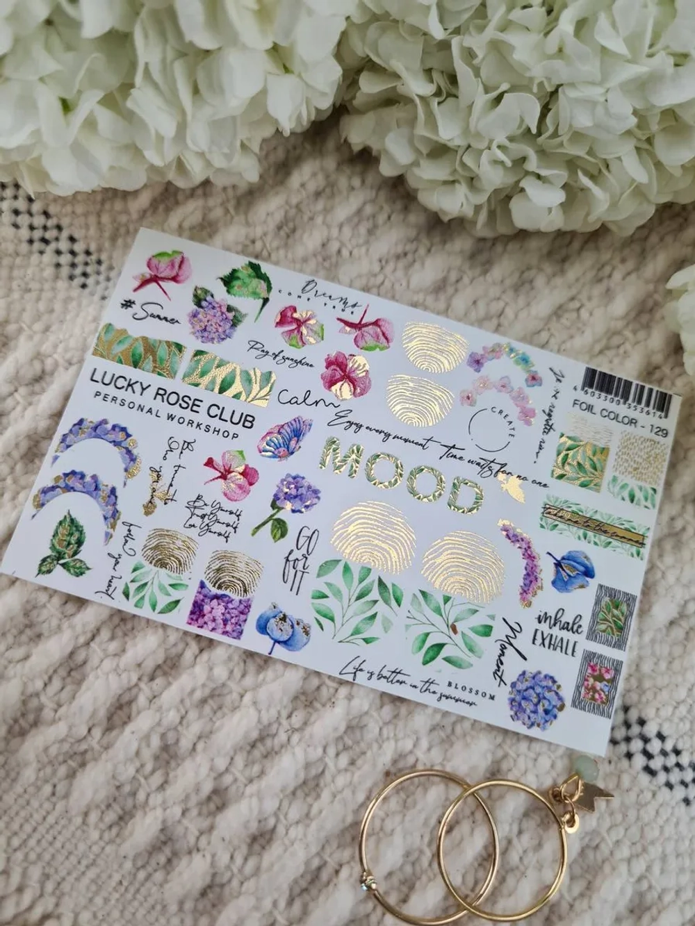 Lucky Rose Слайдеры наклейки для ногтей Foil 129