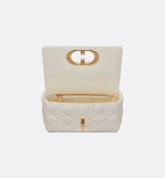 Сумка Dior Caro, модель маленького формата кремовый