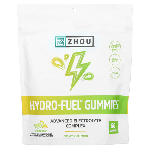 Zhou Nutrition, Водные жевательные таблетки, лимон и лайм, 60 жевательных таблеток