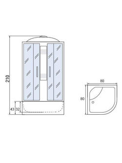 Душевая кабира  МОНОМАХ 10000005785 80/43 С МЗ, 800х800х2100, полукруг