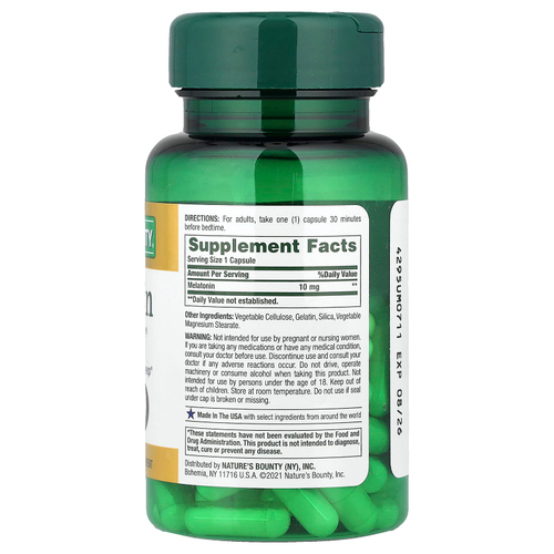 Nature's Bounty, Мелатонин, 10 мг, 60 капсул