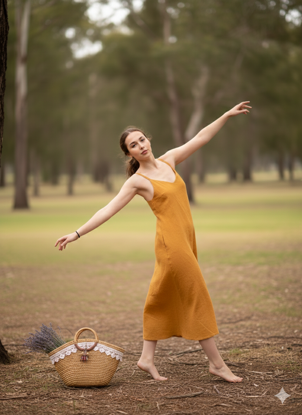 Платье Комбинация цвета горчицы