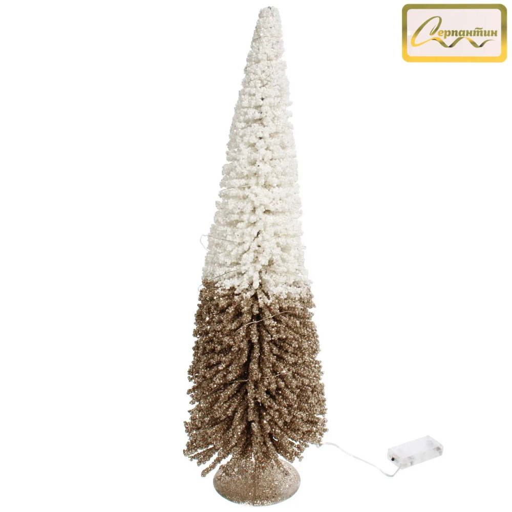 Сувенир с подсветкой «Волшебная ёлка» 19*60 см (батарейки 2 AA), Золото/Белый (свечение-теплый белый)