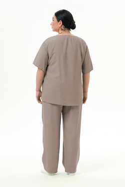 Брюки прямые из вискозы, капучино