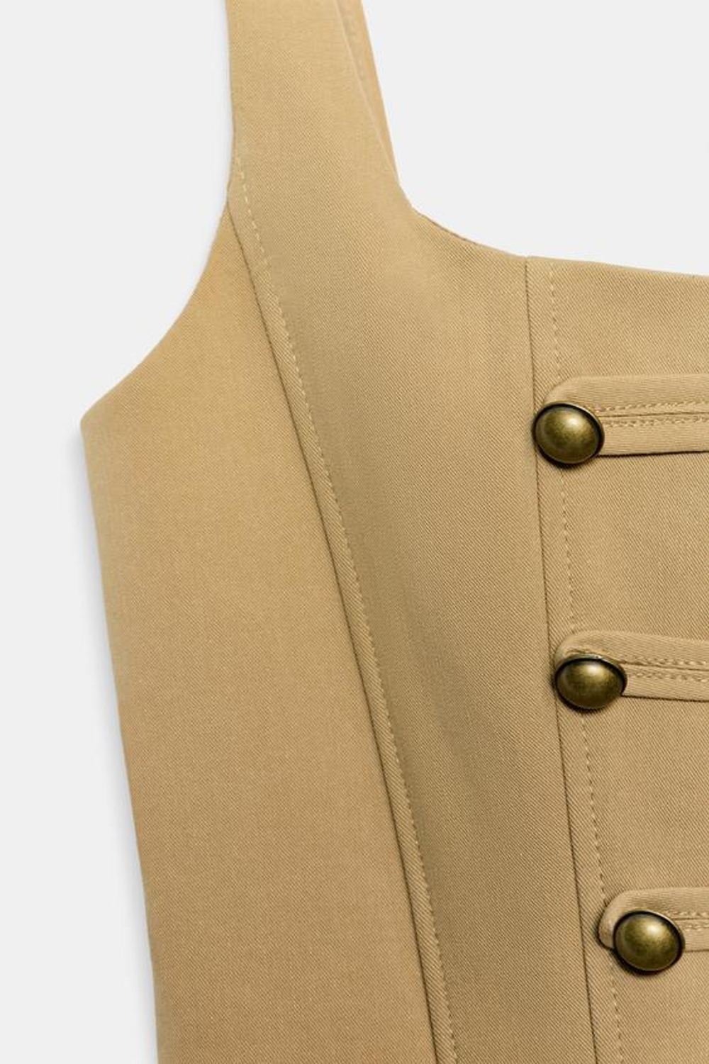 ZARA ТОП-КОРСЕТ НА ПУГОВИЦАХ, БЕЖЕВЫЙ
