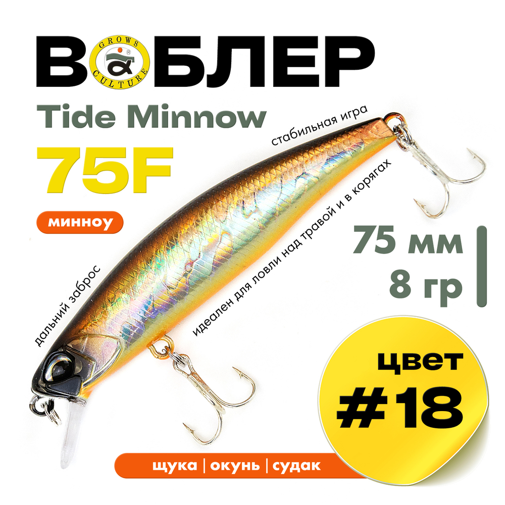 Воблер Grows Culture Tide Minnow 75F (75мм, 8гр)
