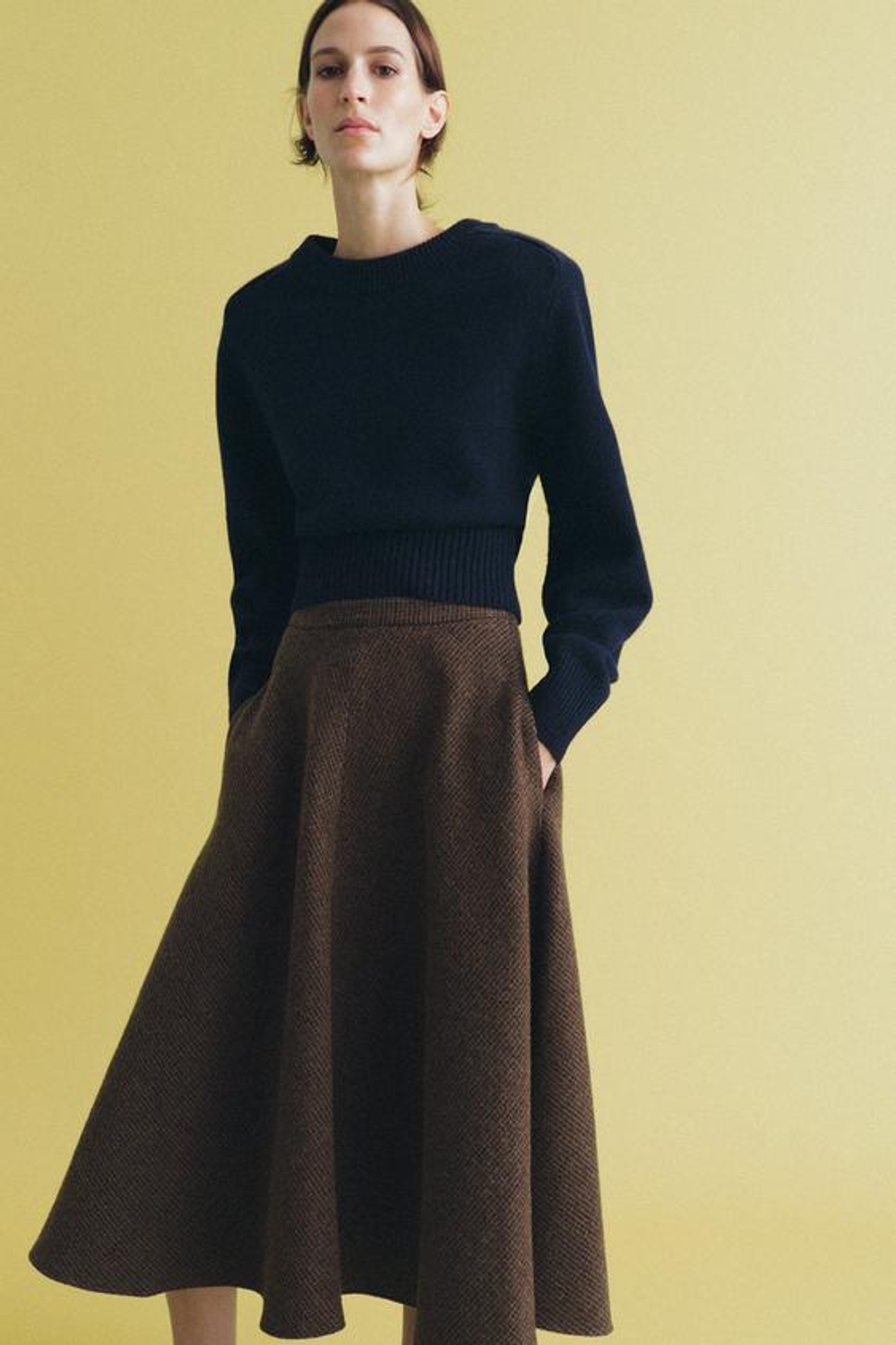 ZARA ЮБКА ИЗ СМЕСОВОЙ ШЕРСТИ «ГУСИНАЯ ЛАПКА» — ZW COLLECTION, РАЗНОЦВЕТНЫЙ