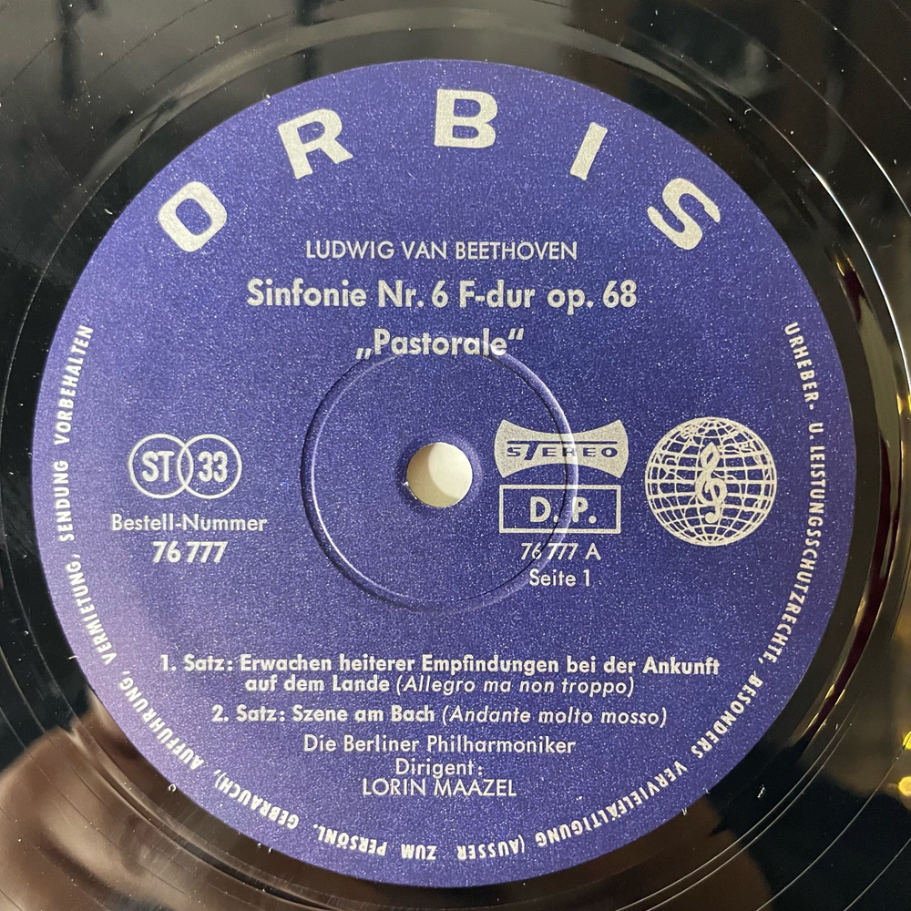 Винтажная виниловая пластинка LP Beethoven Бетховен, Berliner Philharmoniker, Lorin Maazel Sinfonie Nr.6 Pastorale 12 Kontretanze (Германия 1982)