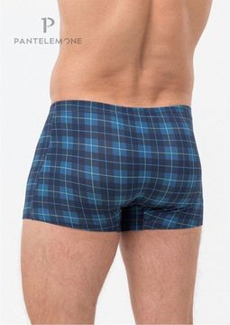 Трусы мужские боксеры Pantelemone PMH-1505, клетка темно-синяя/деним