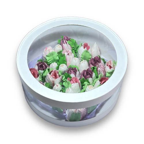 Коробка для тортов и пирожных ТУБУС с прозрачной крышкой диам.240мм выс.100мм (белая) НОВЫЙ ДИЗАЙН