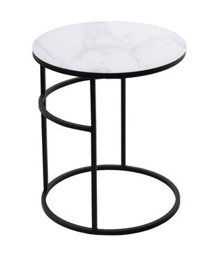 Журнальный столик Френсис белый мрамор, стекло/ черный
