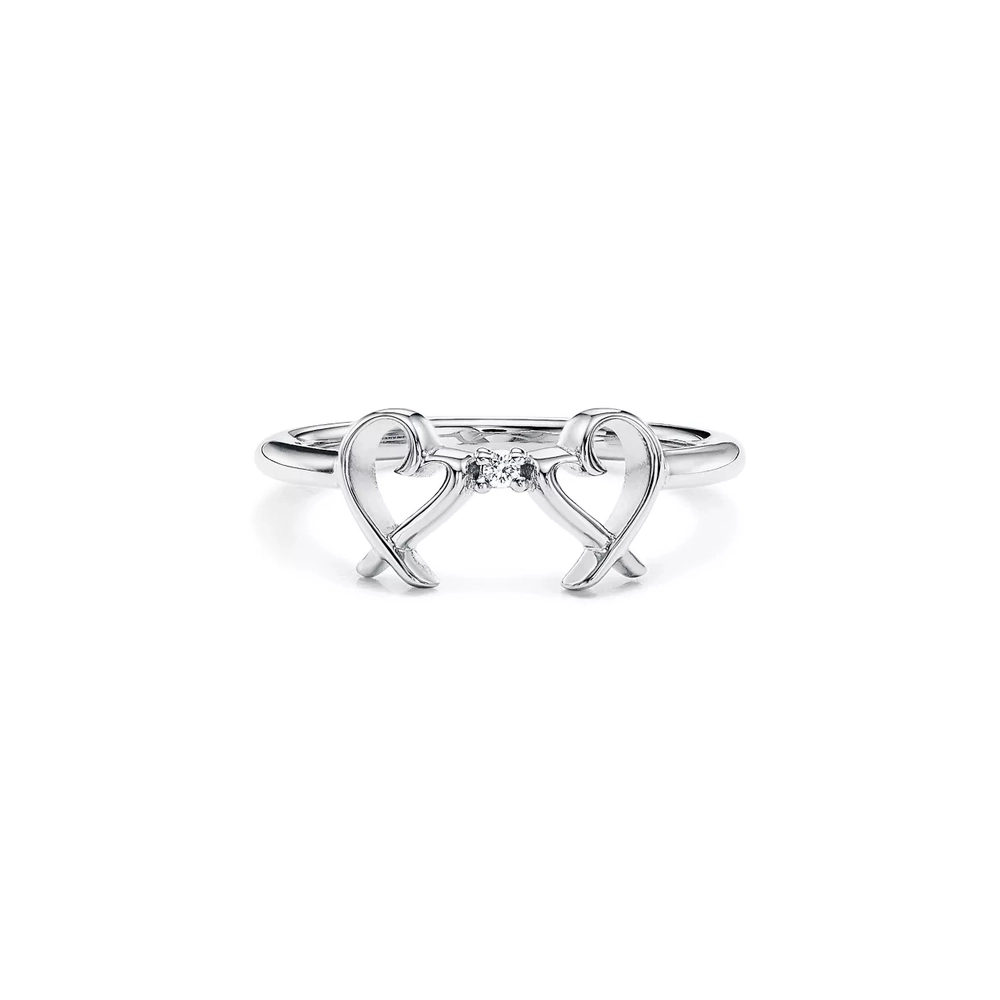 Кольцо из серебра с бриллиантом, Tiffany 💠 Любящие сердца. В наличии