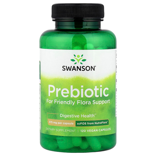 Swanson Vitamins, Пребиотик для поддержки дружественной флоры, 120 веганских капсул (375 мг на капсулу)