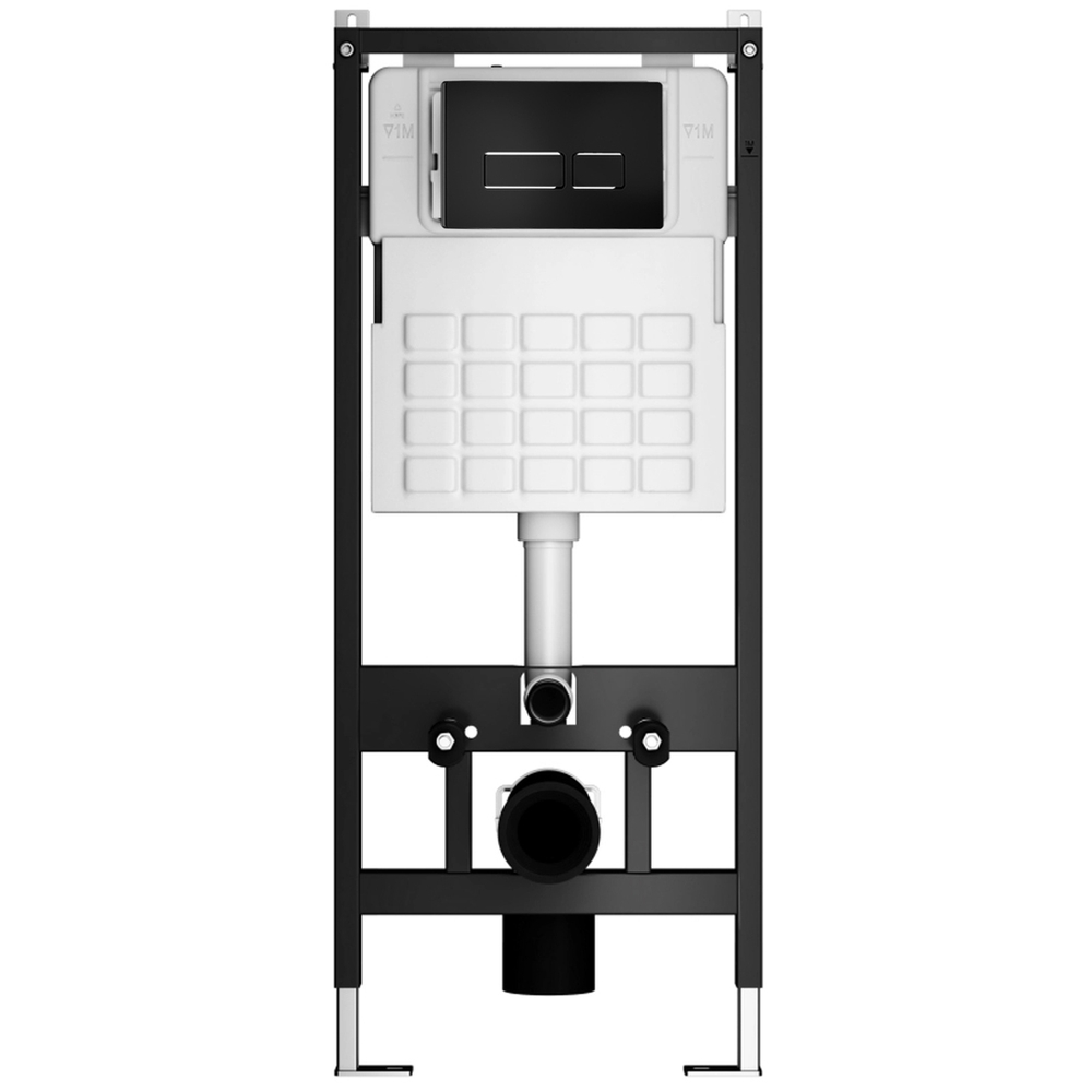 Система инсталляции WAVE, двухрежимная прямоугольная кнопка V2 черная, МЕХАНИКА