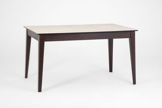 Стол Франк (дуб/нога светлый дуб с чёрной патиной/столешница керамика жемчуг)