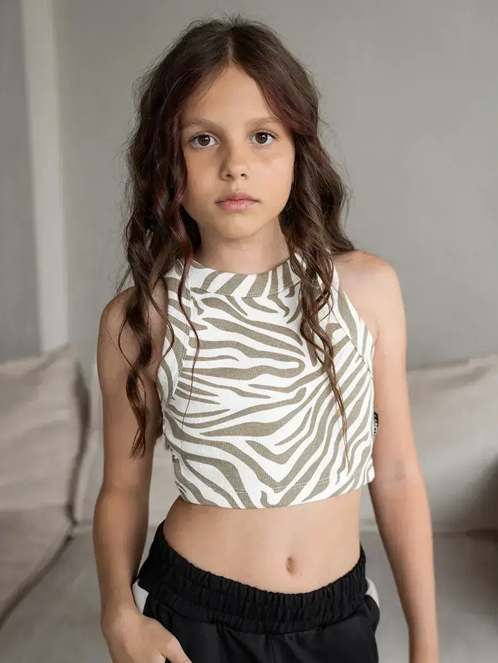 Летний кроп топ трикотажный детский