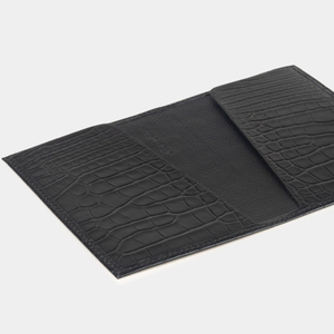 Кожаная обложка для паспорта, аллигатор черного цвета