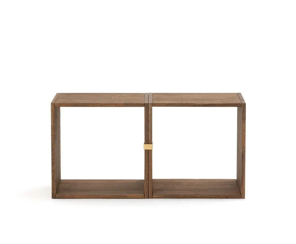 Комплект полок Эдгар 35х28х35 см деревянных / Полки напольные дизайнерские / стеллаж модульный - 2 куба из массива дуба, цвет темный дуб