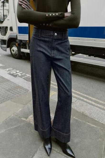 ZARA ШИРОКИЕ БРЮКИ СО ШВАМИ, ЧЕРНЫЙ