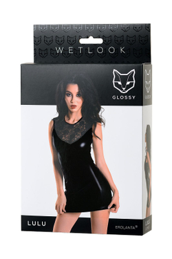 Glossy Lulu - Платье из материала Wetlook, черное, M