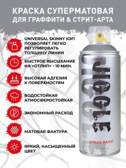 Аэрозольная краска для граффити в баллончике JIGGLE PRO суперматовая, 520 мл, SHARK / Акула