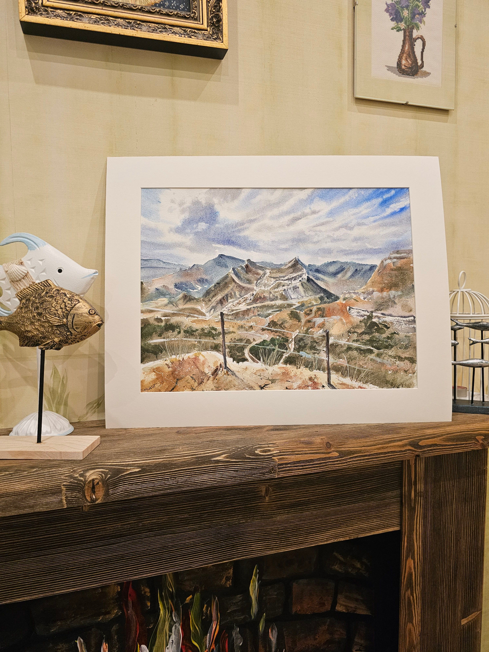 Картина авторская акварельная в паспарту 40х50 см на стену для интерьера "Аул Гуниб. Дагестан"