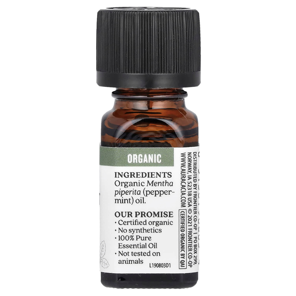 Aura Cacia, Органическое чистое эфирное масло, перечная мята, 7,4 мл (0,25 жидк. унц.)
