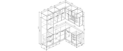Кухонный гарнитур угловой Антрацит (графит) 2200 1700 мм столешница 38 мм, ЛДСП, просторная угловая кухня для гостиной, студии и большой семьи